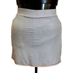Spartina 449 Blue & White Striped Stretch Activewear Skort with Contrasting Hem